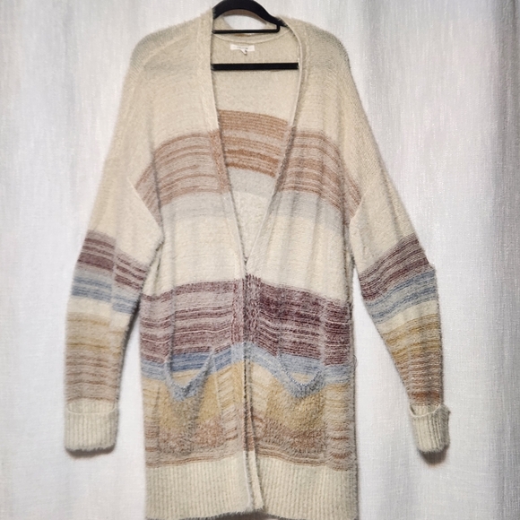 Maurices Eyelash Striped Open Cardigan Sweater Duster XL Xtra Large - Picture 1 of 7